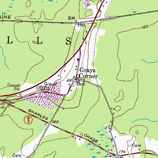 Topographic Map of Grays Corner, ME