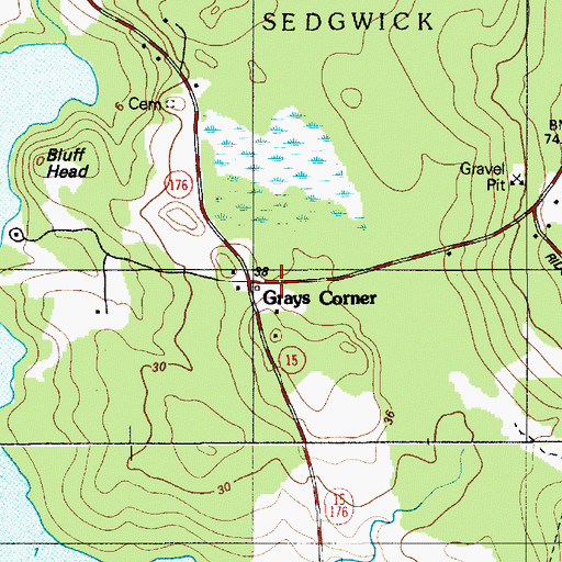 Topographic Map of Grays Corner, ME