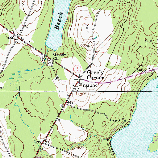 Topographic Map of Greely Corner, ME