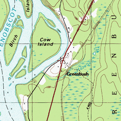 Topographic Map of Greenbush, ME