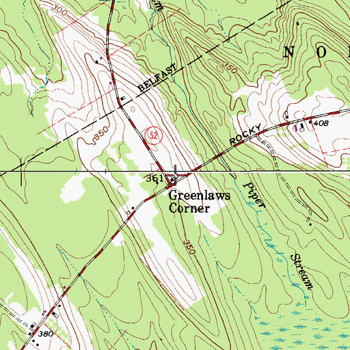 Topographic Map of Greenlaws Corner, ME