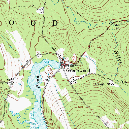 Topographic Map of Greenwood, ME