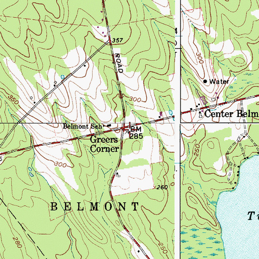Topographic Map of Greers Corner, ME