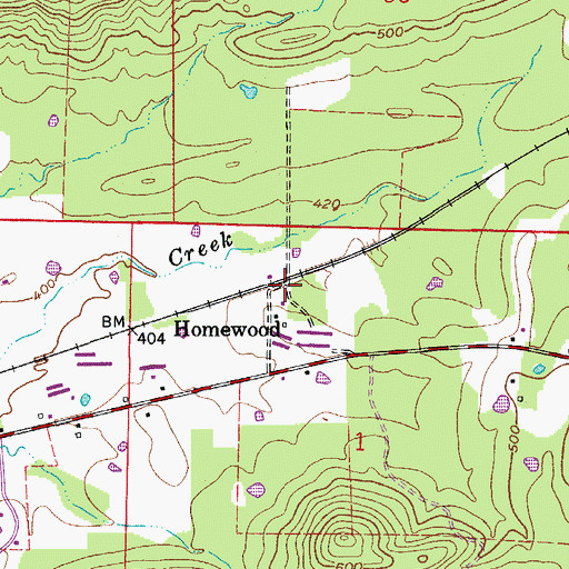 Topographic Map of Homewood, AR