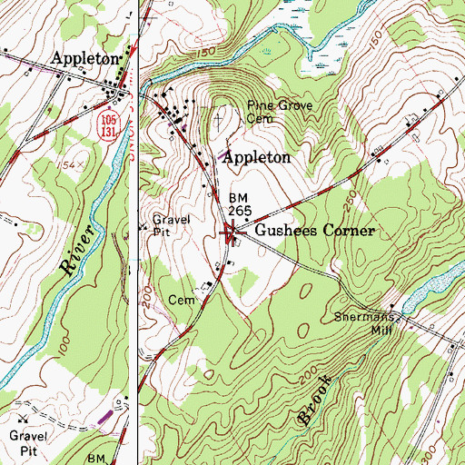 Topographic Map of Gushees Corner, ME