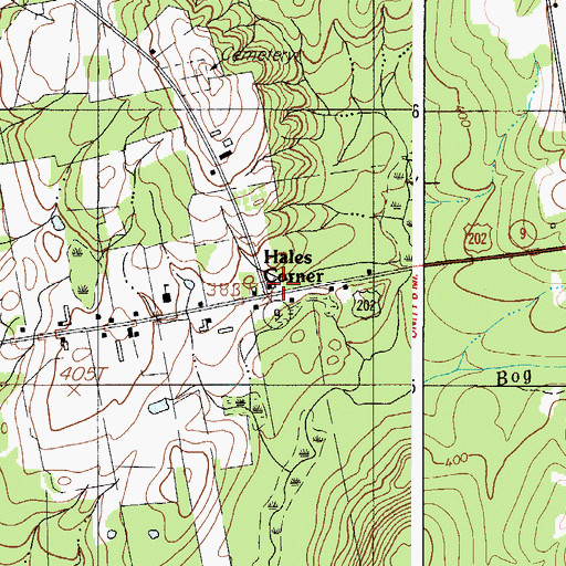 Topographic Map of Hales Corner, ME