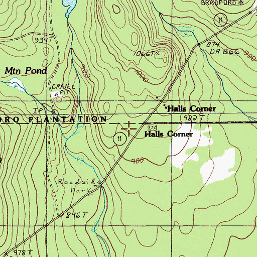 Topographic Map of Halls Corner, ME