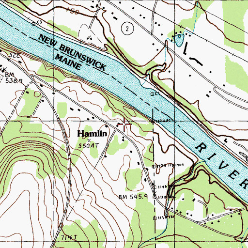 Topographic Map of Hamlin, ME