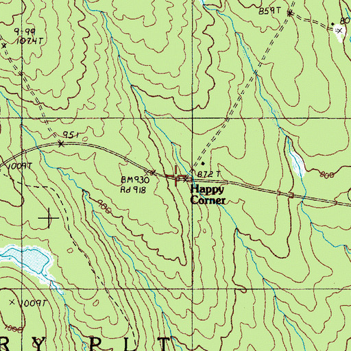 Topographic Map of Happy Corner, ME