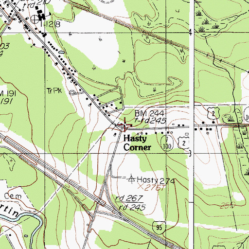 Topographic Map of Hasty Corner, ME