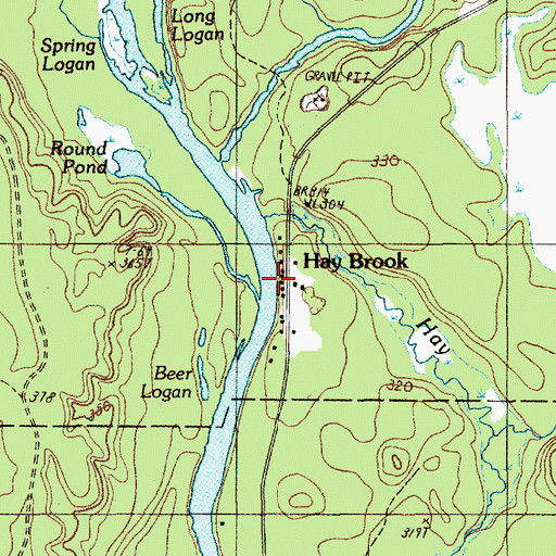 Topographic Map of Hay Brook, ME