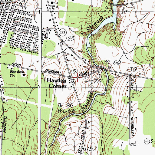 Topographic Map of Hayden Corner, ME