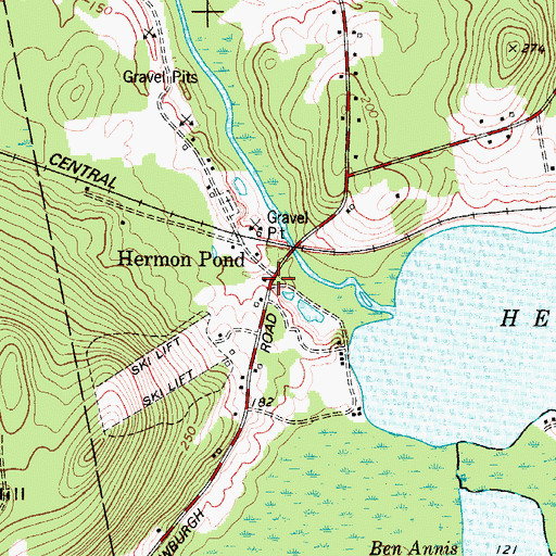 Topographic Map of Hermon Pond, ME