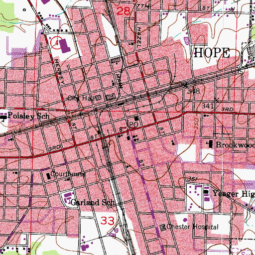 Topographic Map of Hope, AR