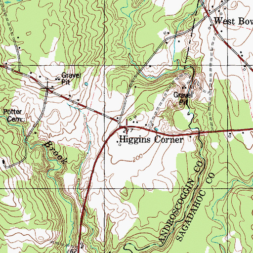 Topographic Map of Higgins Corner, ME