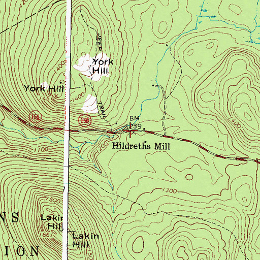 Topographic Map of Hildreths Mill, ME