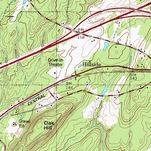 Topographic Map of Hillside, ME