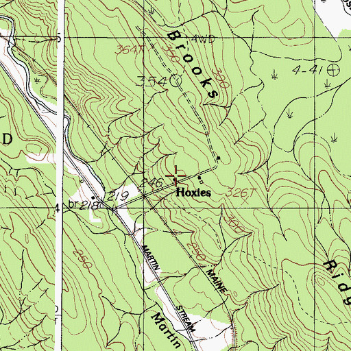 Topographic Map of Hoxies, ME