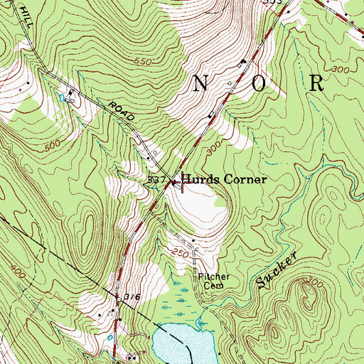 Topographic Map of Hurds Corner, ME