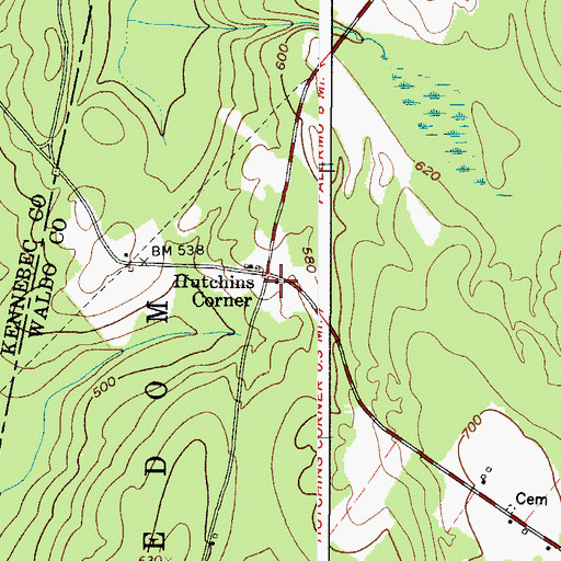Topographic Map of Hutchins Corner, ME