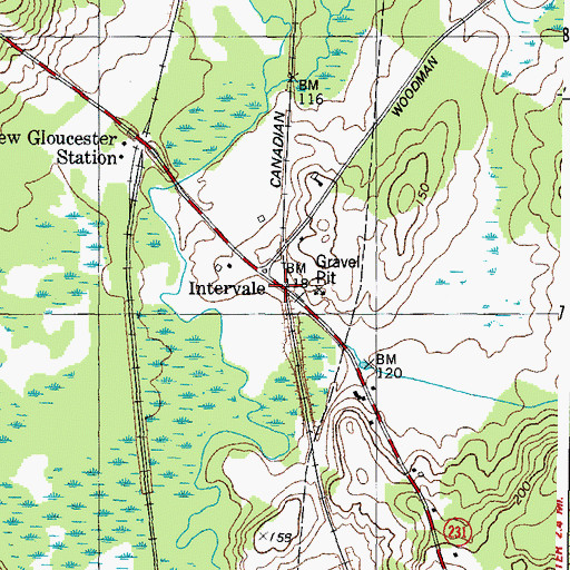 Topographic Map of Intervale, ME