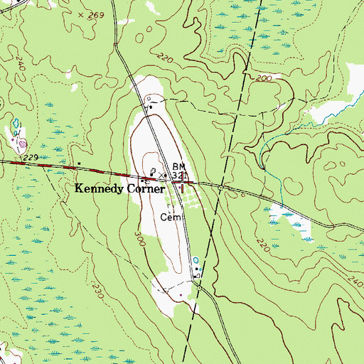 Topographic Map of Kennedy Corner, ME