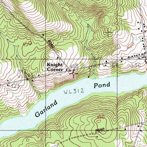 Topographic Map of Knight Corner, ME