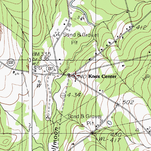 Topographic Map of Knox Center, ME