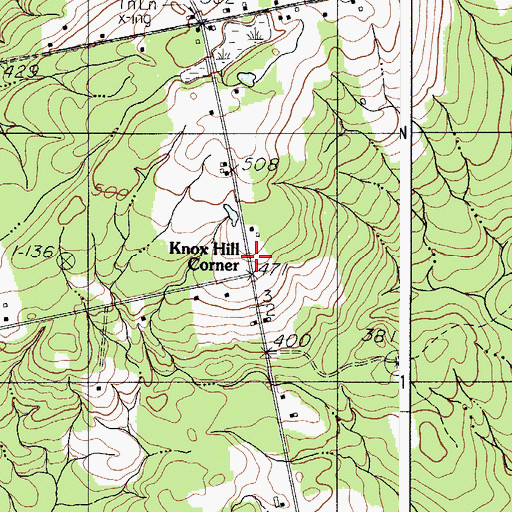Topographic Map of Knox Hill Corner, ME