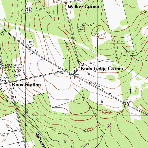 Topographic Map of Knox Ledge Corner, ME