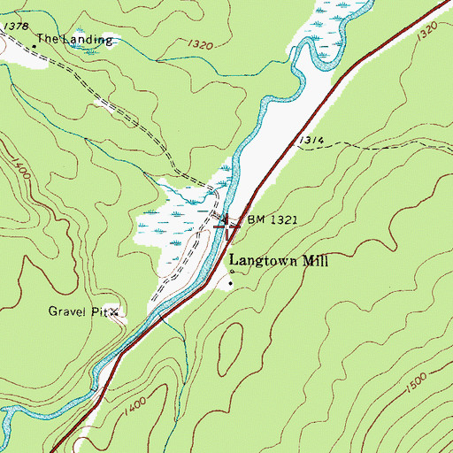Topographic Map of Langtown Mill, ME