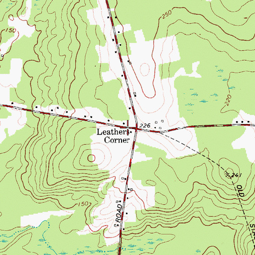 Topographic Map of Leathers Corner, ME