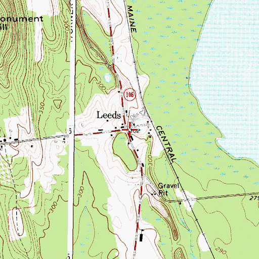 Topographic Map of Leeds, ME