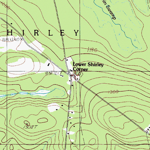 Topographic Map of Lower Shirley Corner, ME