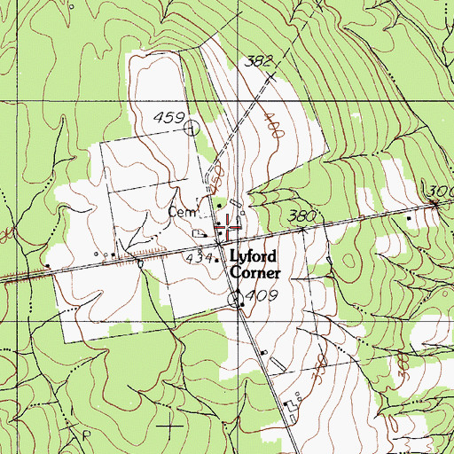 Topographic Map of Lyford Corner, ME