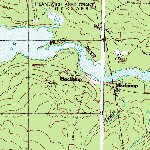 Topographic Map of Mackamp, ME