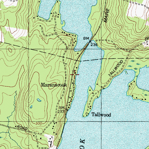 Topographic Map of Maranacook, ME