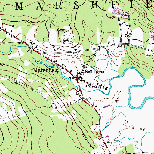 Topographic Map of Marshfield, ME