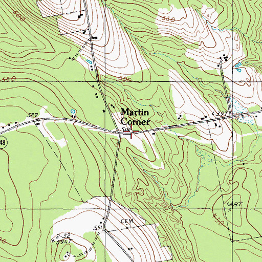 Topographic Map of Martin Corner, ME