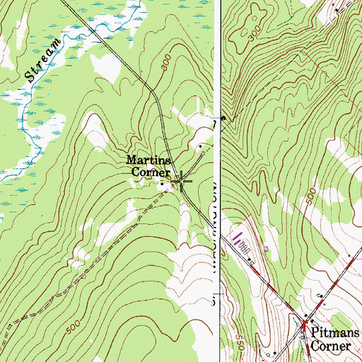 Topographic Map of Martins Corner, ME