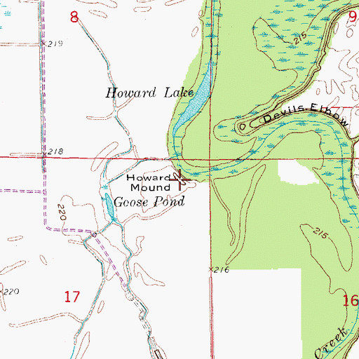 Topographic Map of Howard Mound, AR