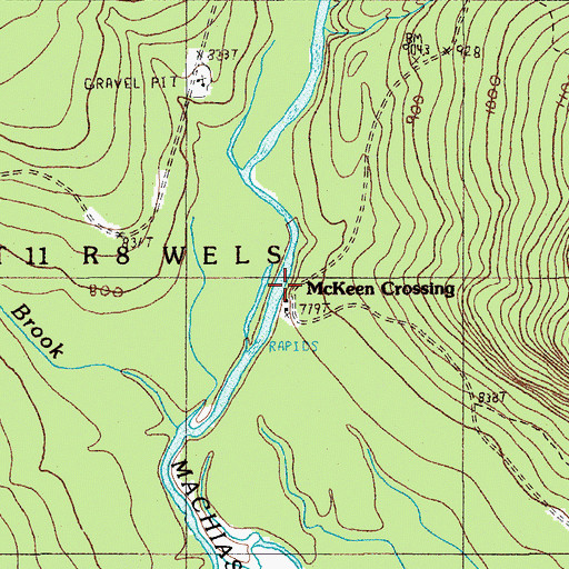 Topographic Map of McKeen Crossing, ME
