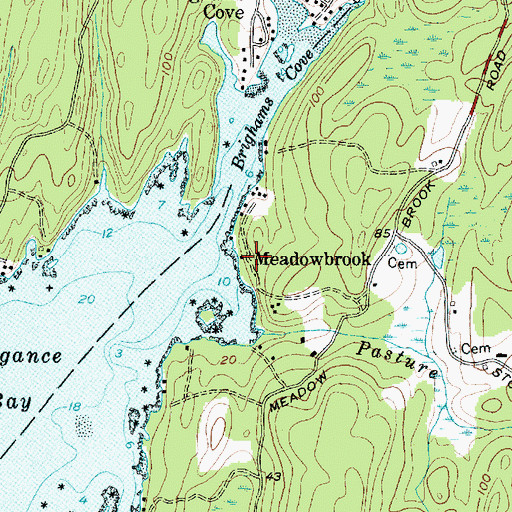 Topographic Map of Meadowbrook, ME