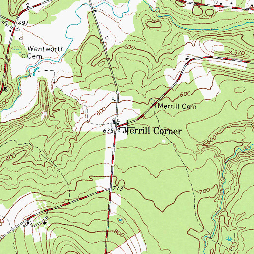 Topographic Map of Merrill Corner, ME