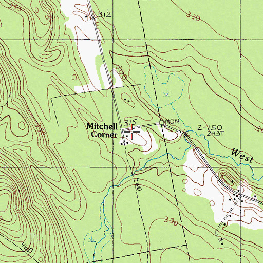 Topographic Map of Mitchell Corner, ME