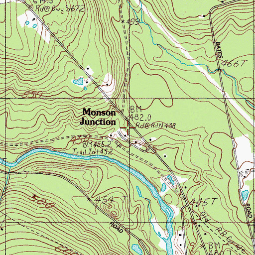 Topographic Map of Monson Junction, ME