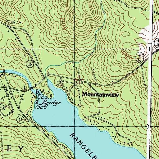 Topographic Map of Mountainview, ME