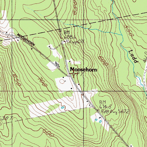 Topographic Map of Moosehorn, ME