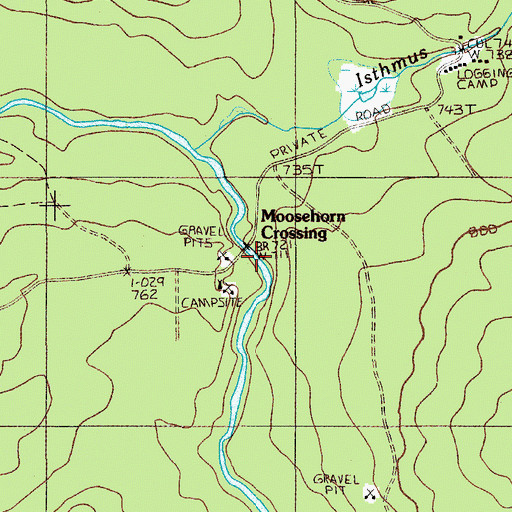 Topographic Map of Moosehorn Crossing, ME