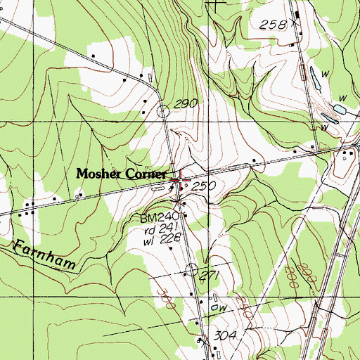 Topographic Map of Mosher Corner, ME